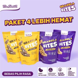 Mr.Froniez Granola Bites Paket Hemat 4 Pcs (4 x 50 gr), Snack Cemilan Diet Sehat