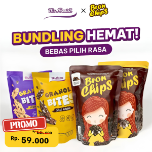 Bundling Hemat (2 Bronchips & 2 Granola Bites), Bronchips Keripik Brownies Crispy, Granola Bites Snack Oat Biji Bijian Halal